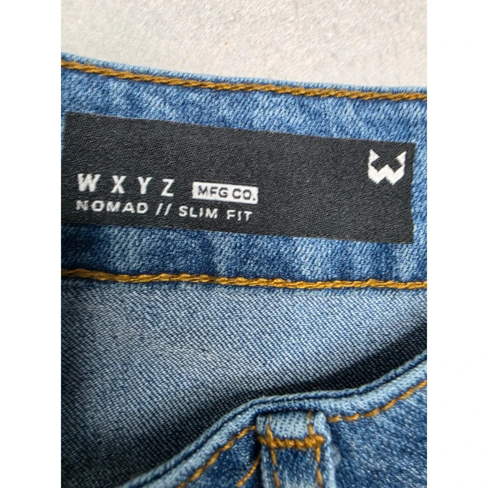 WXYZ Nomad Jeans Men 36x30 Blue Denim Cotton Stretch Slim Fit Distressed Outdoor